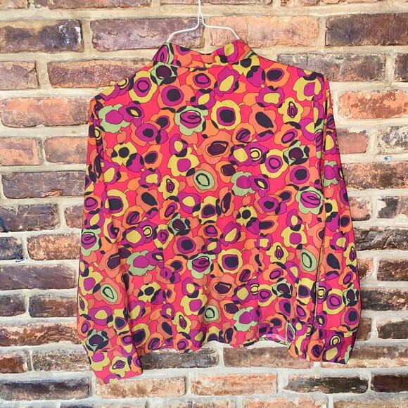 Preston & York Abstract Floral Multicolored Button Down Top Women's Size 14P - Picture 5 of 5
